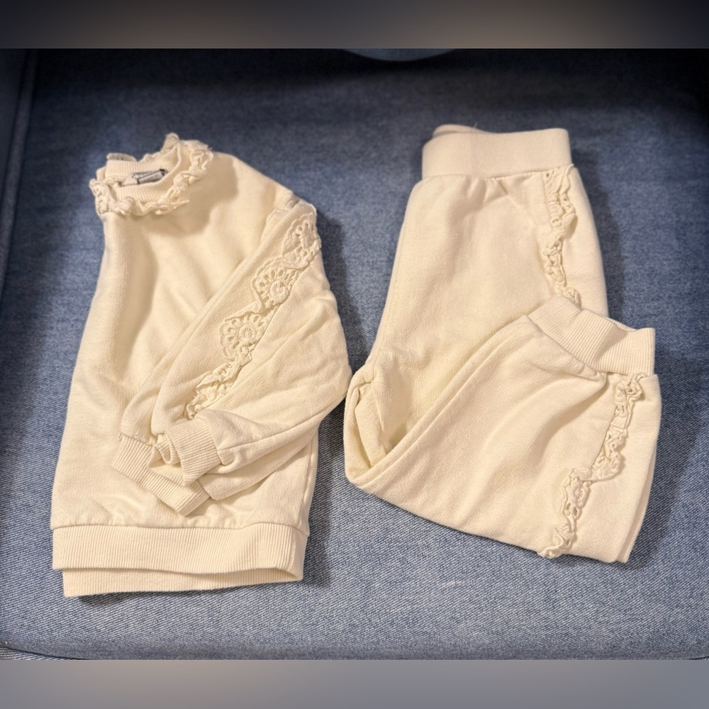 Habitual Kids Eyelet Fleece Sweatshirt & Joggers Set